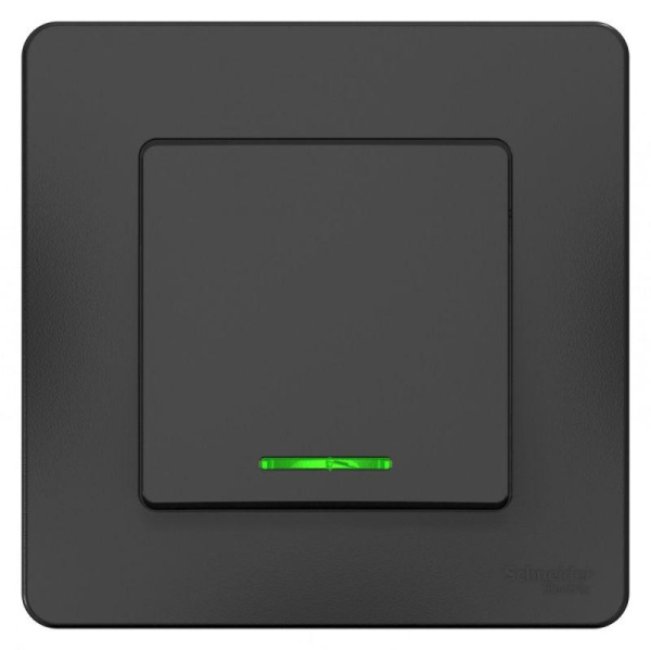 Переключатель проходной 1-кл. СП Blanca 10А IP20 (сх. 6) 250В с подсветкой антрацит SE BLNVS010616