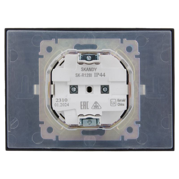 Розетка 2-м SKANDY 16А IP44 с крышкой в сборе SK-R12Bl черн. IEK SK-R26-16-44-K02-F