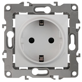 Розетка 1-м СП Эра12 12-2102-01 16А IP20 16AX 250В 2P+E Schuko защ. шторки механизм бел. Эра Б0014687