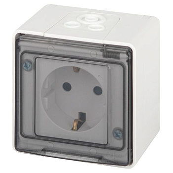 Розетка Эксперт 11-2502-01 2P+E IP55 шторки 16А-250В ОУ бел. Эра Б0063280