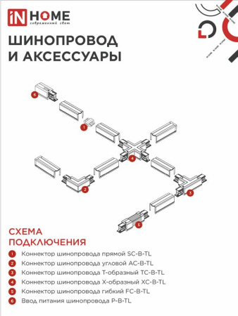 Светильник трековый TR-GU10 SP-BL черн. IN HOME 4690612056692