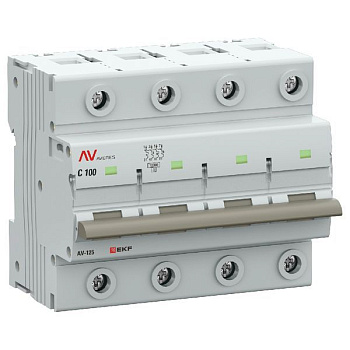 Выключатель автоматический модульный 4п D 100А 10кА AV-125 AVERES EKF mcb125-4-100D-av