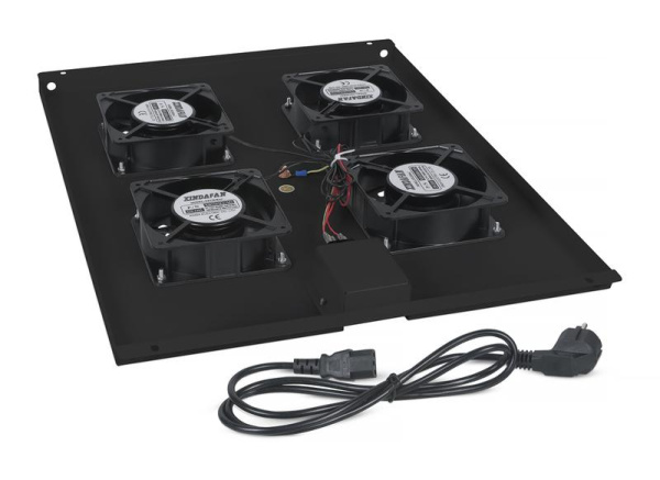 Модуль вентиляторный TRAY-80-BK с 4-я вентиляторами для установки в напольные шкафы SH-05C ND-05C глубиной 800мм (RAL 9004) черн. Cabeus 8613c
