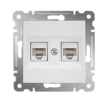 Розетка компьютерная 2-м Cat 5 СП 16А IP20 250В Karea механизм бел. Makel 57001036