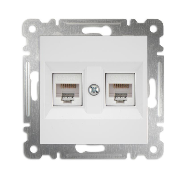 Розетка компьютерная 2-м Cat 5 СП 16А IP20 250В Karea механизм бел. Makel 57001036