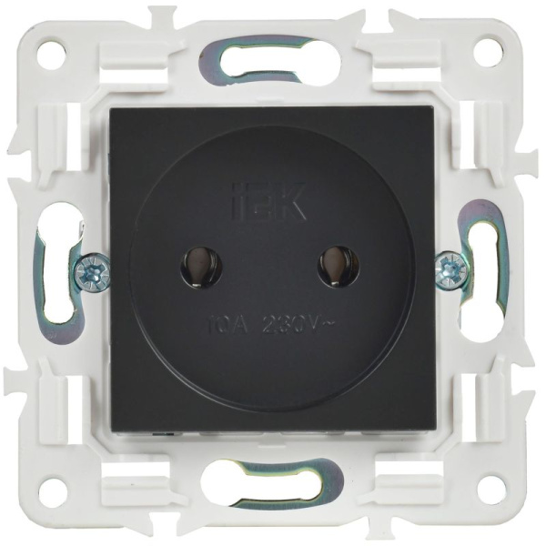 Розетка SKANDY 10А без заземл. без защ. шторок SK-R02Bl черн. IEK SK-R10-10-K02