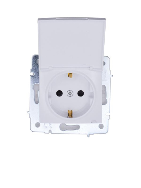 Розетка 1-м СП ASTI 16А IP44 с заземл. с крышкой ПБТ механизм бел. LEZARD 7081-0288-123BIPCH