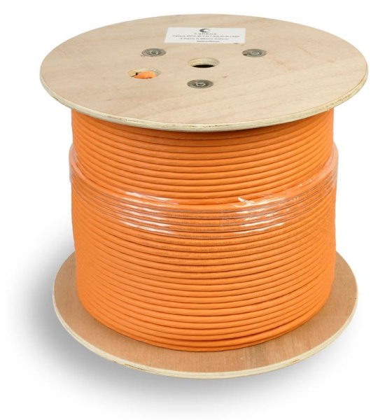 Кабель витая пара S/FTP кат.7 4х2х23AWG solid LSZH нг(А)-HF SSTP-4P-Cat.7-SOLID-IN-LSZH оранж. (уп.305м) Cabeus 7469c