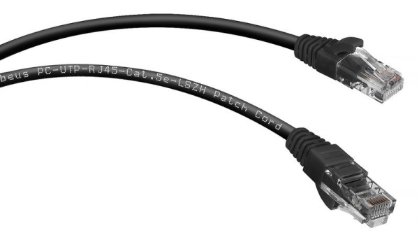 Патч-корд U/UTP кат.5E PC-UTP-RJ45-Cat.5e-0.3m-BK-LSZH 2хRJ45/8p8c неэкранир. LSZH 0.3м черн. Cabeus 9535c