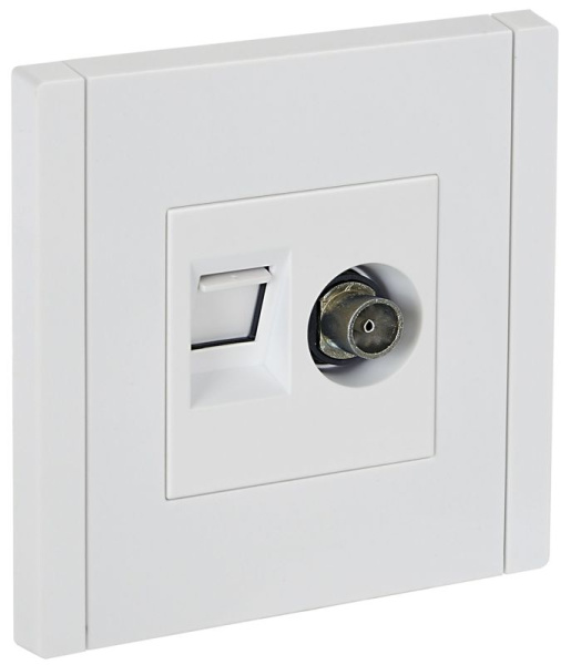 Розетка 2-м TV+RJ45 кат.5E FORTE&PIANO FP236 бел. IEK FP-AK20-1-K01