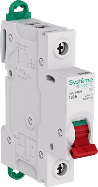 Выключатель нагрузки 1п 100А Systeme9 230В SE S9S40191