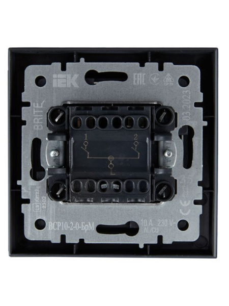 Выключатель 2-кл. СП BRITE ВСР10-2-0-БрМ 10А в сборе маренго IEK BR-V20-0-10-K35-F