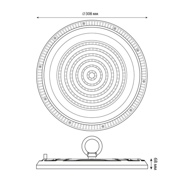 Светильник светодиодный High Bay ULY-U37D-200W/6500K IP65 GREY 200Вт 6500К IP65 20000лм 90град. промышлен. подвесной сер. TM Uniel UL-00012786