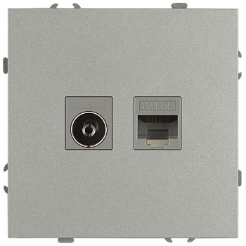 Розетка комбинированная СП Galaxy RJ45 + TV 16А IP20 250В алюм. 15-3110-03 Эра Б0070780