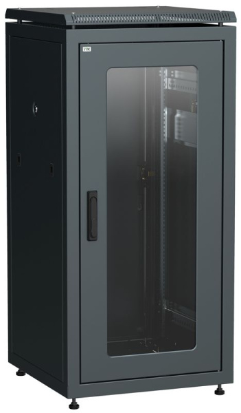 Шкаф сетевой 19дюйм LINEA N 18U 600х800мм стеклянная передняя дверь задняя металлическая черн. ITK LN05-18U68-GM
