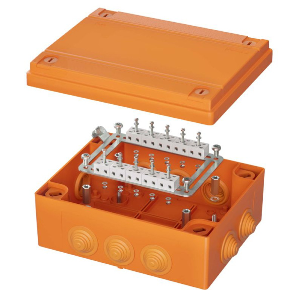 Коробка FS 240х190х90мм IP55 20п 450В 6А 4кв.мм с кабельными вводами и клеммниками пластик. DKC FSB412004