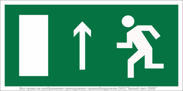 Знак безопасности BL-3015.E12 "Направление к эвакуационному выходу прямо (лев.)" Белый свет a12539