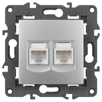 Розетка компьютерная 2-м Elegance 14-3108-03 RJ45 IP20 механизм алюм. Эра Б0034310