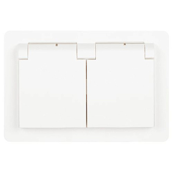Розетка 2-м СП Style 7-210-01 16А IP44 250В 2х2P+E Schuko защ. шторки с крышкой бел. Intro Б0062873