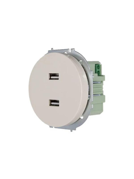 Розетка 2-м СП OSEN USB разъем механизм сл. кость LEZARD 743-9088-192