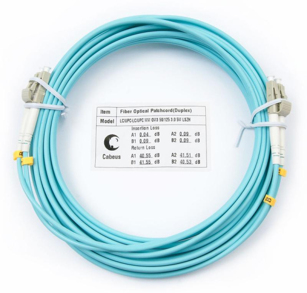 Шнур оптический FOP-50-LC-LC-5м duplex LC-LC 50/125мм OM3 5м LSZH Cabeus 7340c