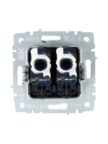 Розетка компьютерная двойн. СП RJ45 кат.6 BRITE РК11-2-БрМ механизм маренго IEK BR-K20-2-K35