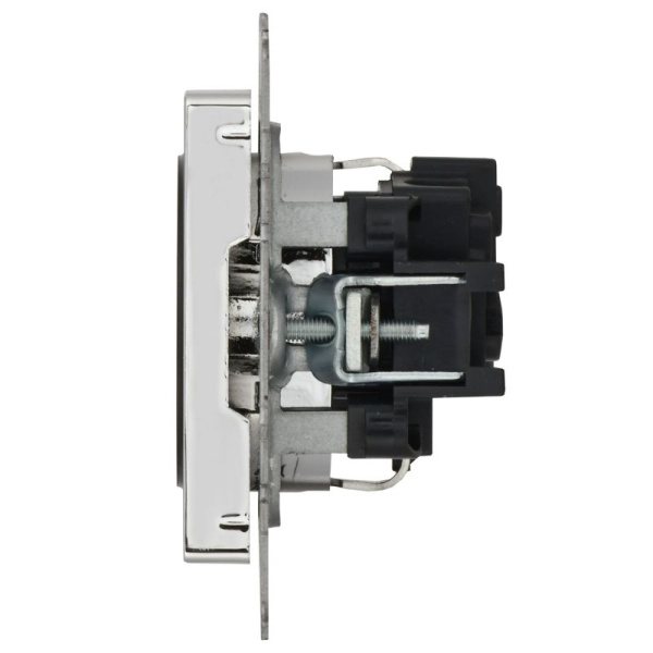 Розетка 1-м СП BRITE РС14-1-0-БрГН 16А IP20 с заземл. защ. шторки механизм метал. хром/никель IEK BR-R14-16-M-K23
