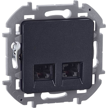 Розетка компьютерная 2-м Inspiria RJ45 кат.6 UTP механизм антрацит IEK 673843