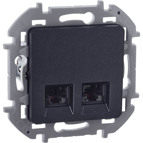 Розетка компьютерная 2-м Inspiria RJ45 кат.6 UTP механизм антрацит IEK 673843