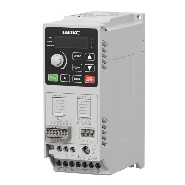 Преобразователь частоты компактный 3ф 380В AC 1.5кВт встроен. тормозной прерыватель DKC V1000-4T-01R5G