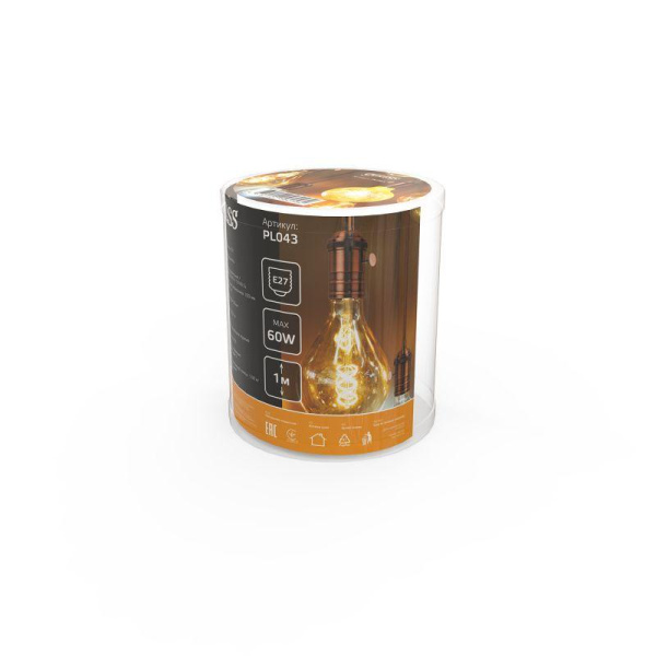 Светильник Decor E27 IP20 200-240В 1м подвесной медн. GAUSS PL043