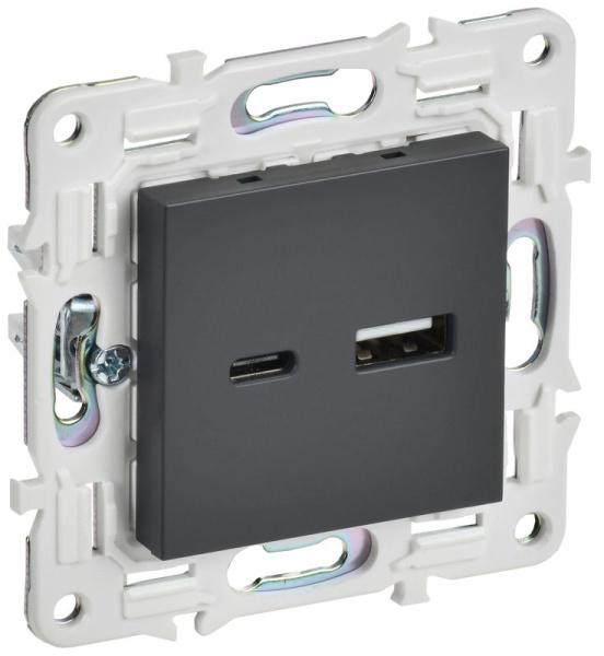 Розетка USB A+C 3.1А SKANDY SK-R14T титан IEK SK-U22-D31-K48
