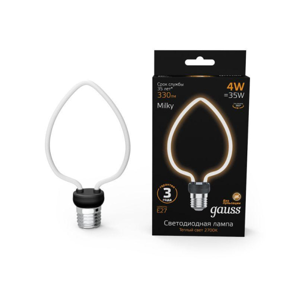 Лампа светодиодная филаментная Filament Artline 4Вт Heart матов. 2700К тепл. бел. Е27 330лм milky GAUSS 1003802104