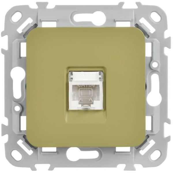 Розетка компьютерная СП FLITE РК5е-1-0-ФлО RJ45 кат.5E UTP механизм олив. IEK FI-K12-1-K26