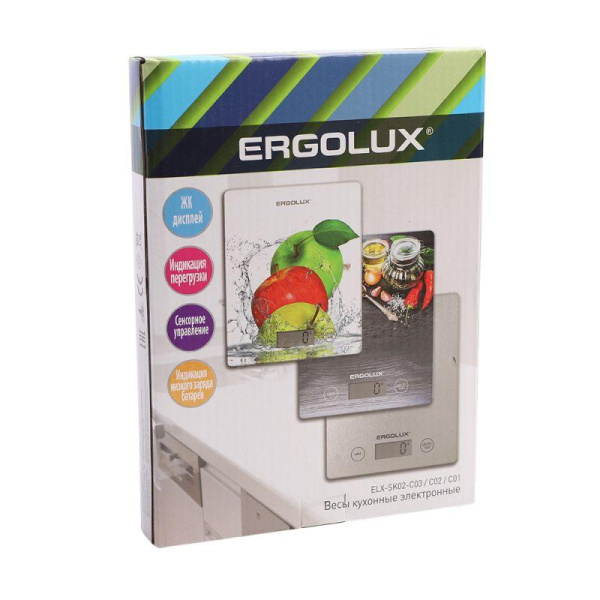 Весы кухонные ELX-SK02-С03 до 5кг 195х142мм сер. Ergolux 13600