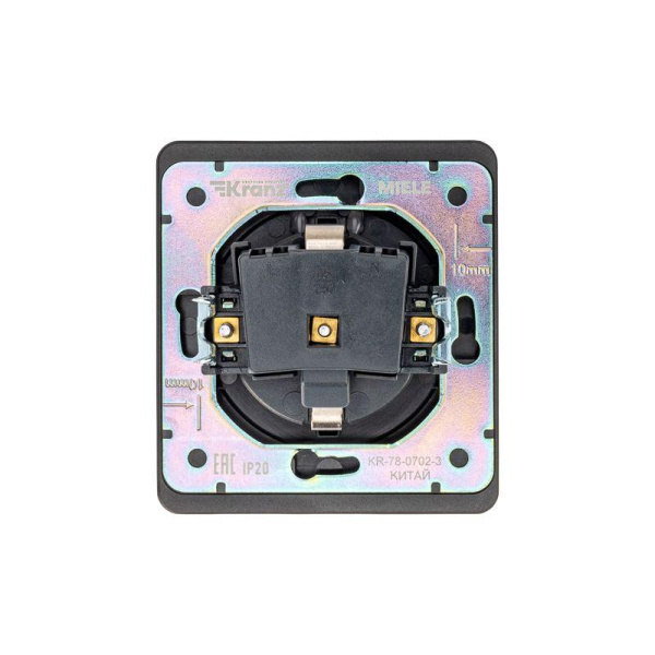 Розетка 1-м СП ROUND MIELE 16А с заземл. защ. шторки и крышкой оникс Kranz KR-78-0702-3