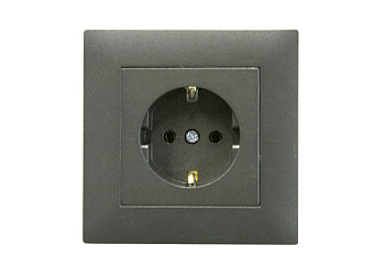 Розетка 1-м Karea RIZZ STAR с заземл. дым. металлик Makel 88050028
