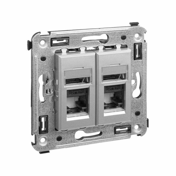 Розетка компьютерная 2-м СП Avanti "Закаленная сталь" RJ45 кат.6A DKC 4404374