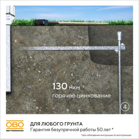Комплект заземления безмуфтовый d16мм 3м FT OBO 6841313