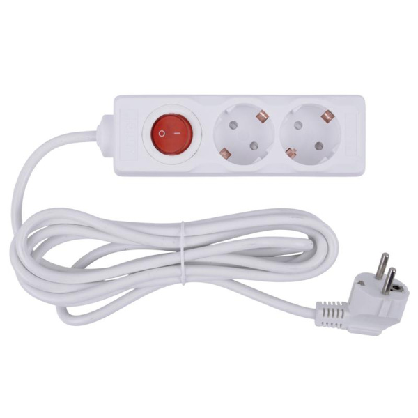 Удлинитель 2х3м с заземл. 16А Ultra S-GCU2-3B WHITE бел. Uniel UL-00010010