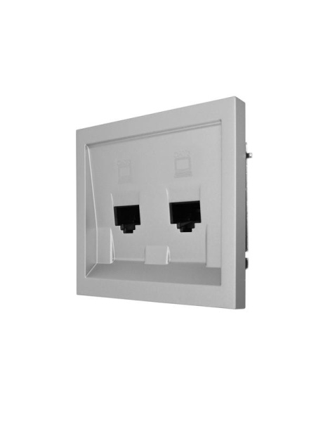 Розетка компьютерная 2-м СП ZIMA IP20 RJ45 с модулем кат.6 механизм сер. матов. LEZARD 704-7488-142