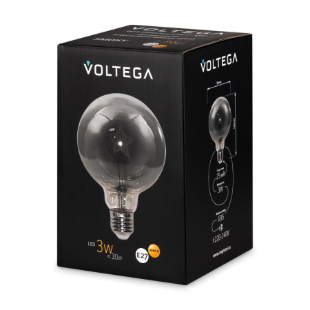 Лампа светодиодная Loft Led G95 3Вт 3000К E27 Voltega 8521
