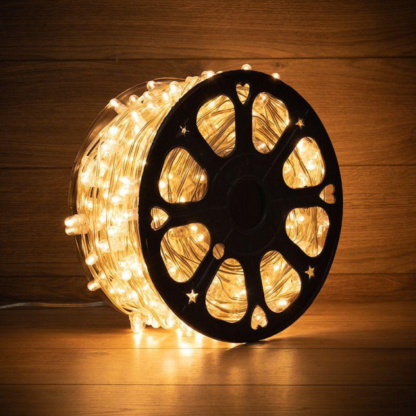 Гирлянда светодиодная "LED ClipLight" шаг 15см 665LED тепл. бел. 80Вт 12В IP65 провод ПВХ прозр. (уп.100м) Neon-Night 325-156