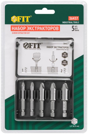 Экстракторы для болтов и шпилек усиленные HSS сталь профи 5шт FIT 36437