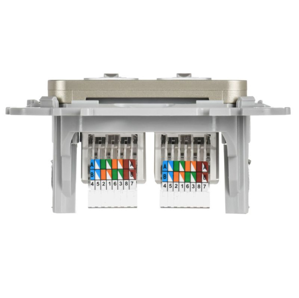 Розетка компьютерная 2-м СП FLITE РК5е-2-0-ФлШ RJ45 кат.5E UTP механизм шампань IEK FI-K22-1-K37