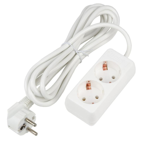 Удлинитель 2х3м с заземл. 16А Ultra S-GCU2-3 WHITE бел. Uniel UL-00009998