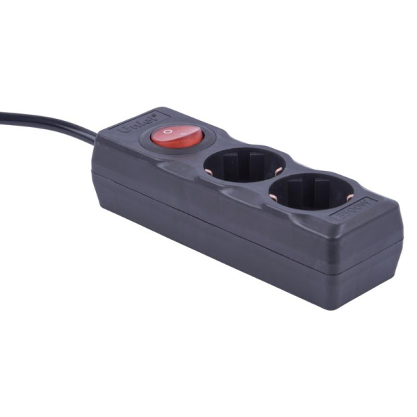 Удлинитель 2х3м с заземл. 16А Ultra S-GCU2-3B BLACK черн. Uniel UL-00010011
