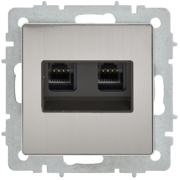 Розетка компьютерная 2-м СП BRITE РК11-2-БрГН RJ45 кат.6 механизм метал. хром/никель IEK BR-K20-2-M-K23