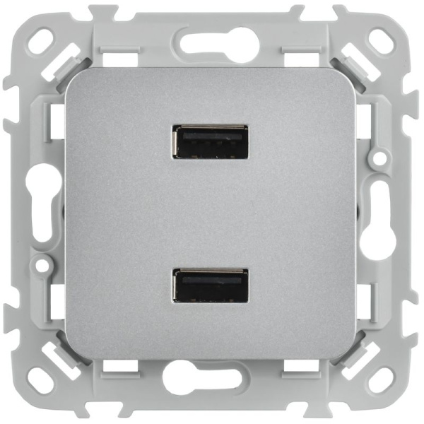 Розетка USB A+A 2вых. СП FLITE РЮ-2-ФлА 2.1А механизм алюм. IEK FI-U21-D31-K47