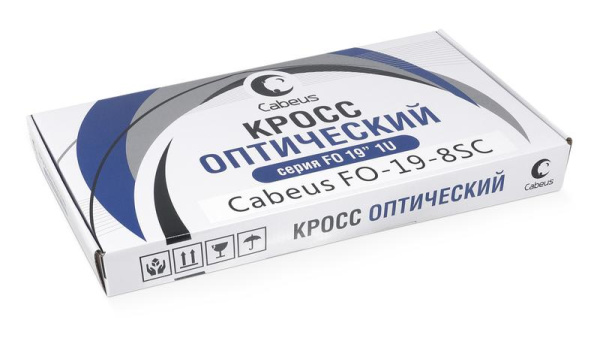 Кросс бокс оптический 19дюйм на 8 SC (LC duplex) со сплайс-кассетой и КДЗС (без пигтейлов и проходных адаптеров) FO-19-8SC Cabeus 7033c